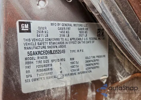 2011 Buick Enclave Cxl z USA, uszkodzony, nr VIN 5GAKRCED9BJ352049